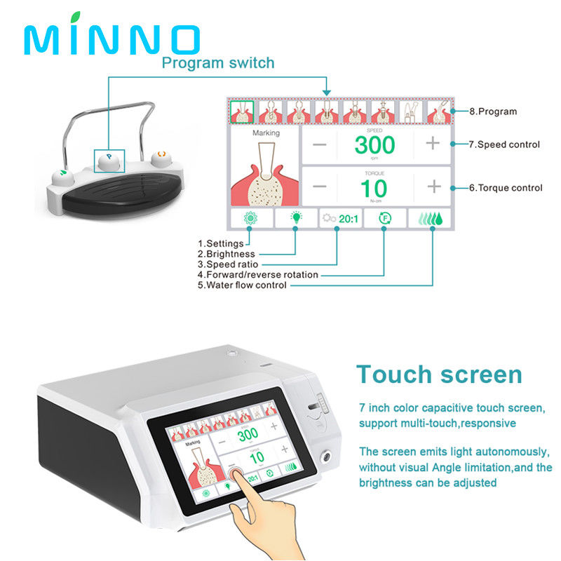 Nieuwe aankomst LED-scherm tandheelkundige implantaat chirurgische motor met kleuren touchscreen